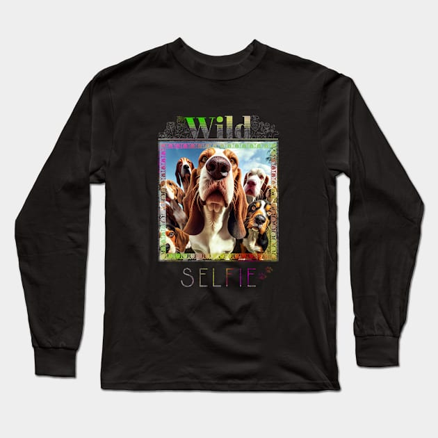 Dog Basset Hound Wild Nature Funny Happy Humor Photo Selfie Long Sleeve T-Shirt by Cubebox